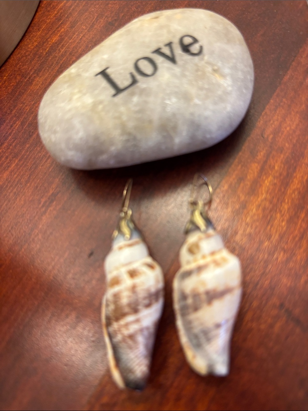 Hand Crafted Shell Drop Earrings in Cream and Brown